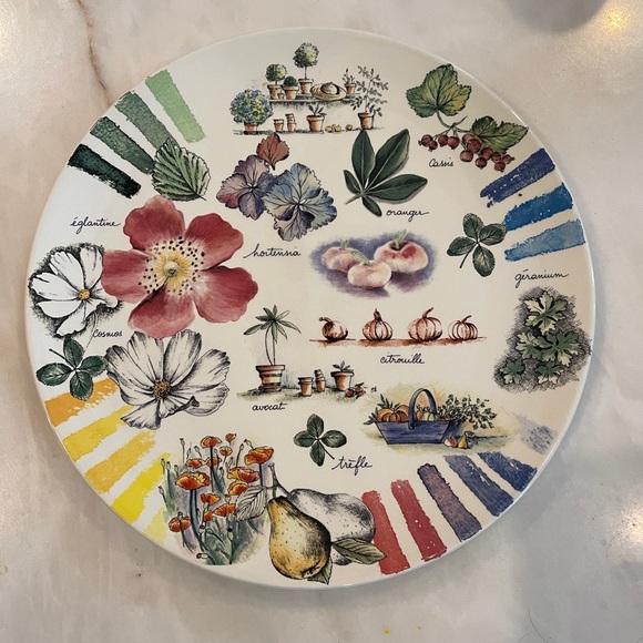 Gien Couleurs du temps cake or serving plate 12” diameter.  Excellent Condition - Picture 3 of 5